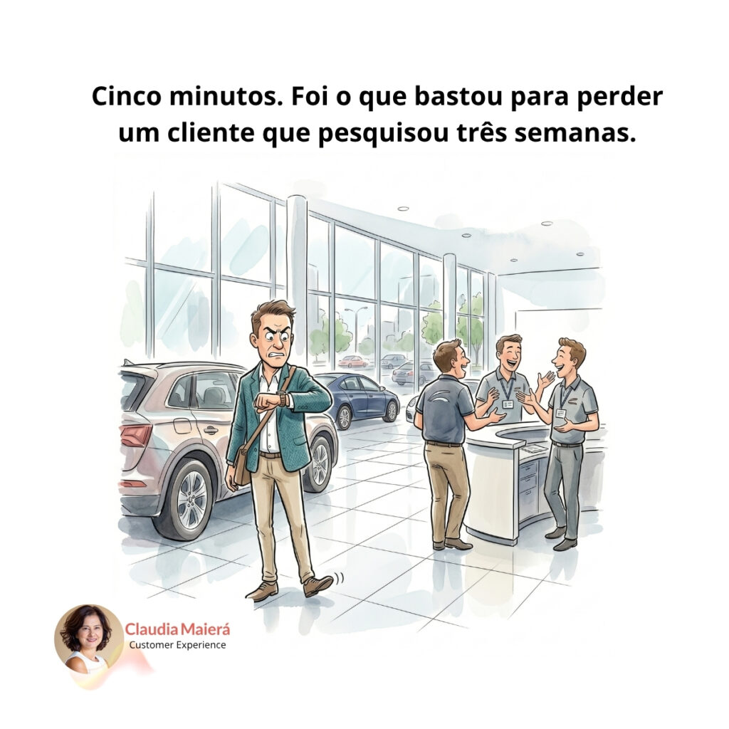 Cinco minutos. Foi o que bastou para perder um cliente que pesquisou três semanas.